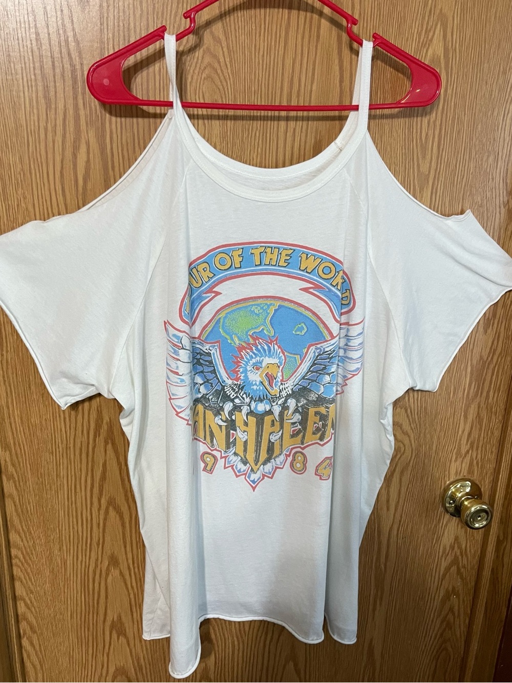 Torrid off white Cold-Shoulder Graphic Tee Van Halen